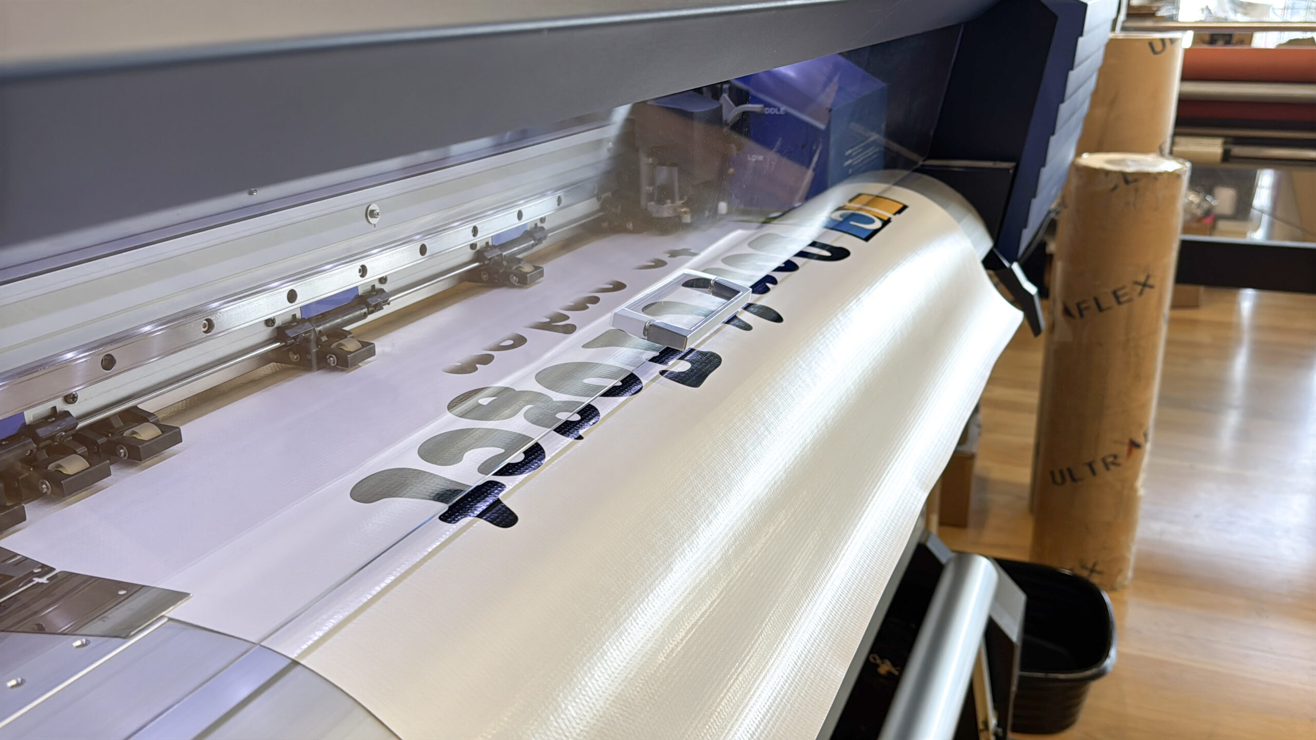Large-format banner and sign printing at Jones Shirts & Signs
